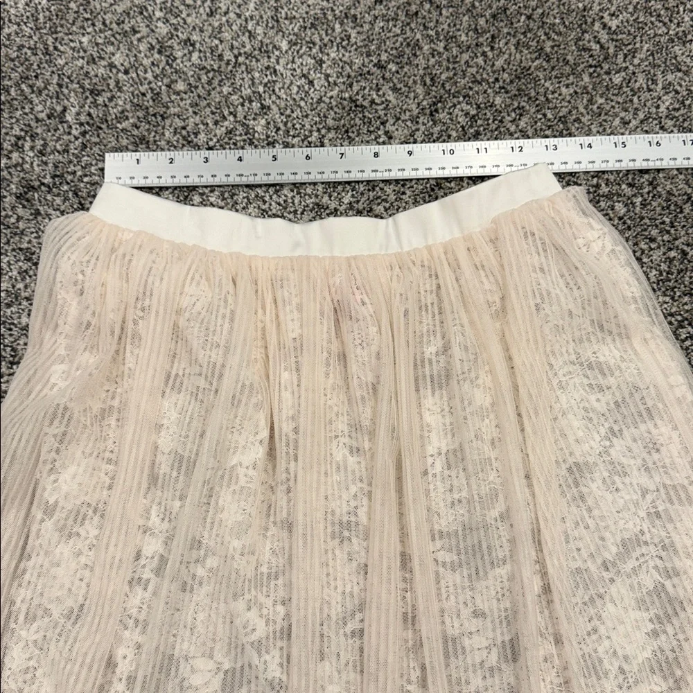 NWT Victoria's Secret Feminine Cream Pink Sheer Lace Underlay Midi Skirt Sz S